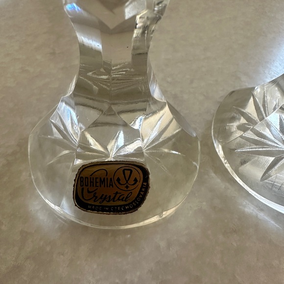 Bohemia crystal salt and pepper shakers and small dish - Picture 7 of 7